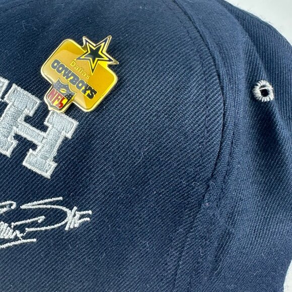 Vtg Dallas Cowboys Snapback Baseball Hat w/ Pins Emmitt Smith #22 Team NFL Blue - Picture 9 of 16
